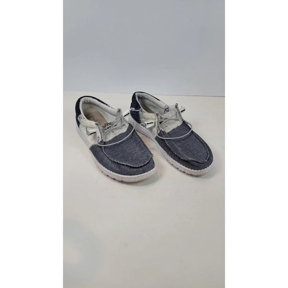 Hey Dude Men's Wally Sox Tri Slip On Shoes Navy White Size 8